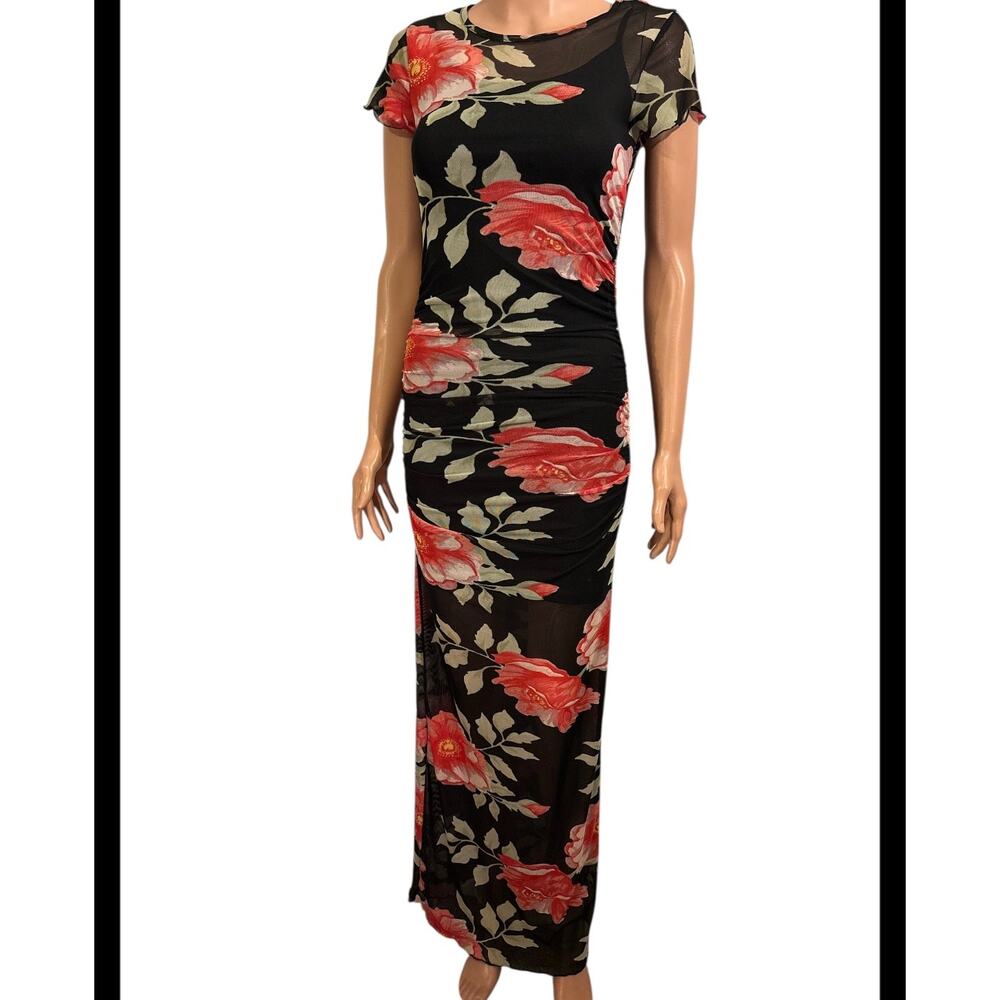 No Comment Floral Overlaid Maxi Dress Size Small